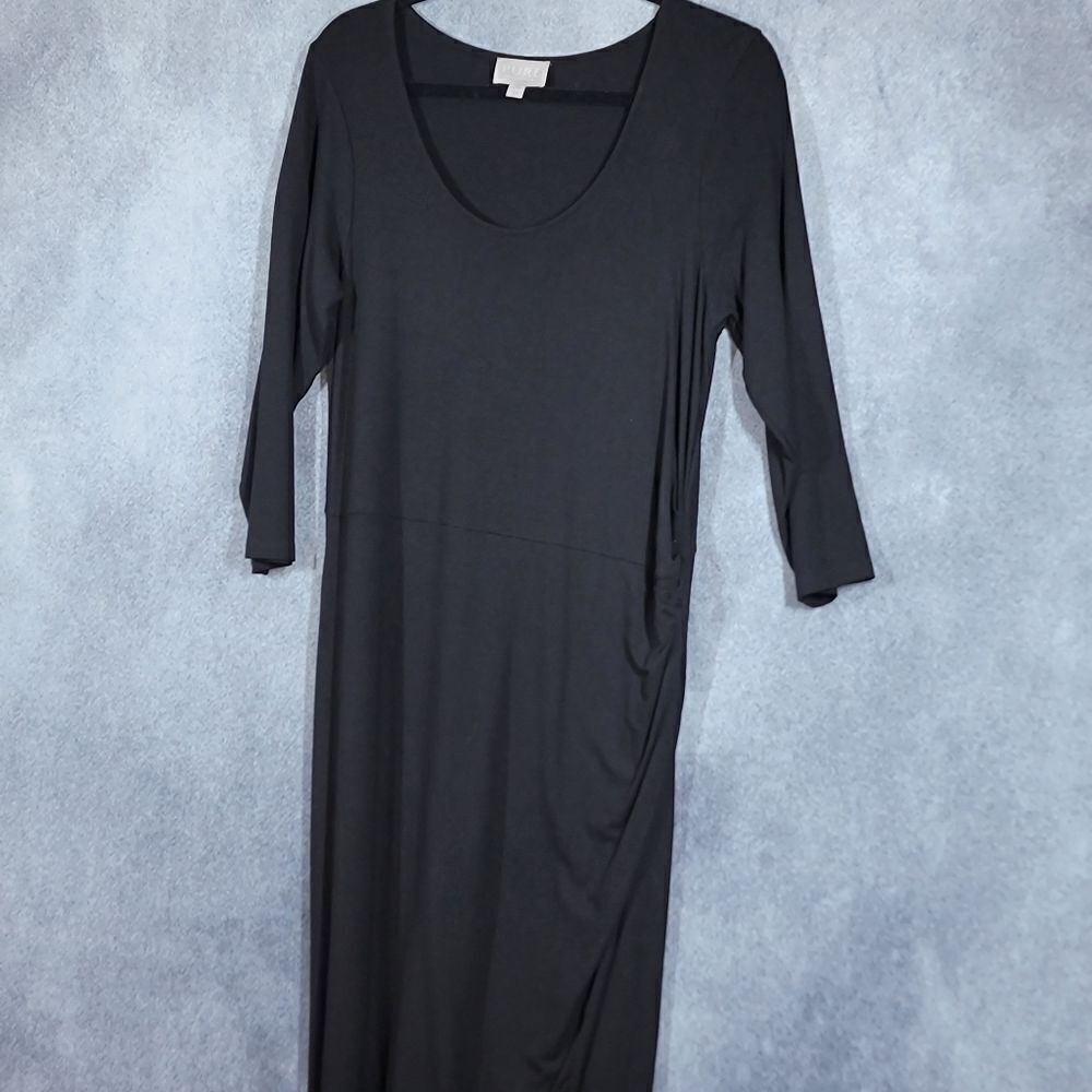 Pure Collection Black Ruched Jersey Knit Dress - Picture 10 of 16